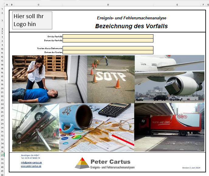 Peter Cartus - SigmaConsult - Excel Arbeitsmappe Ereignis- und Fehlerursachenanalyse